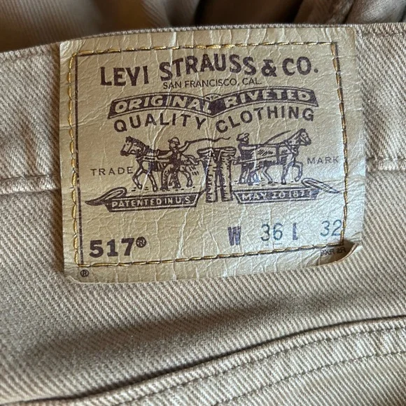 Levi’s 517 Orange Tab jeans 36x32 Made in USA Vintage Rare brown/tan denim - Picture 9 of 13